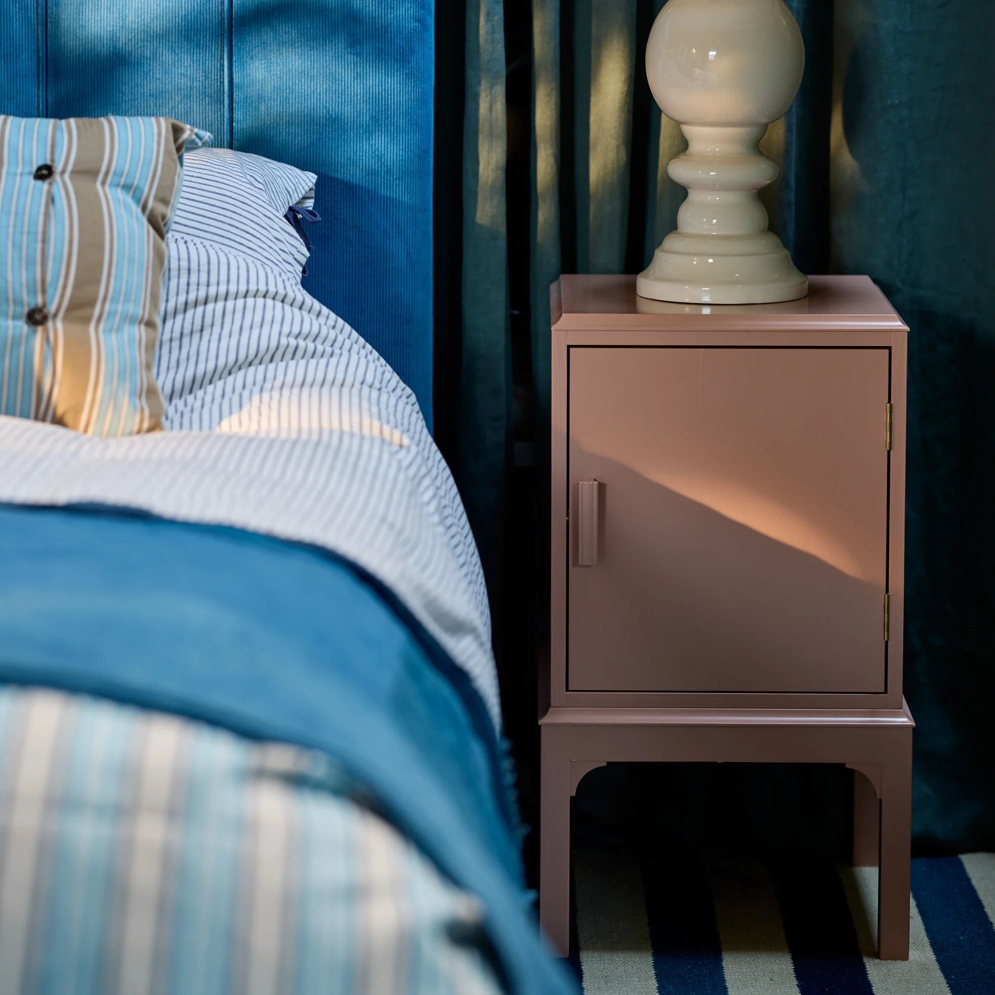 Bits and Bobs Bedside Table, Blush Pink, Left Hand Side - Image 9