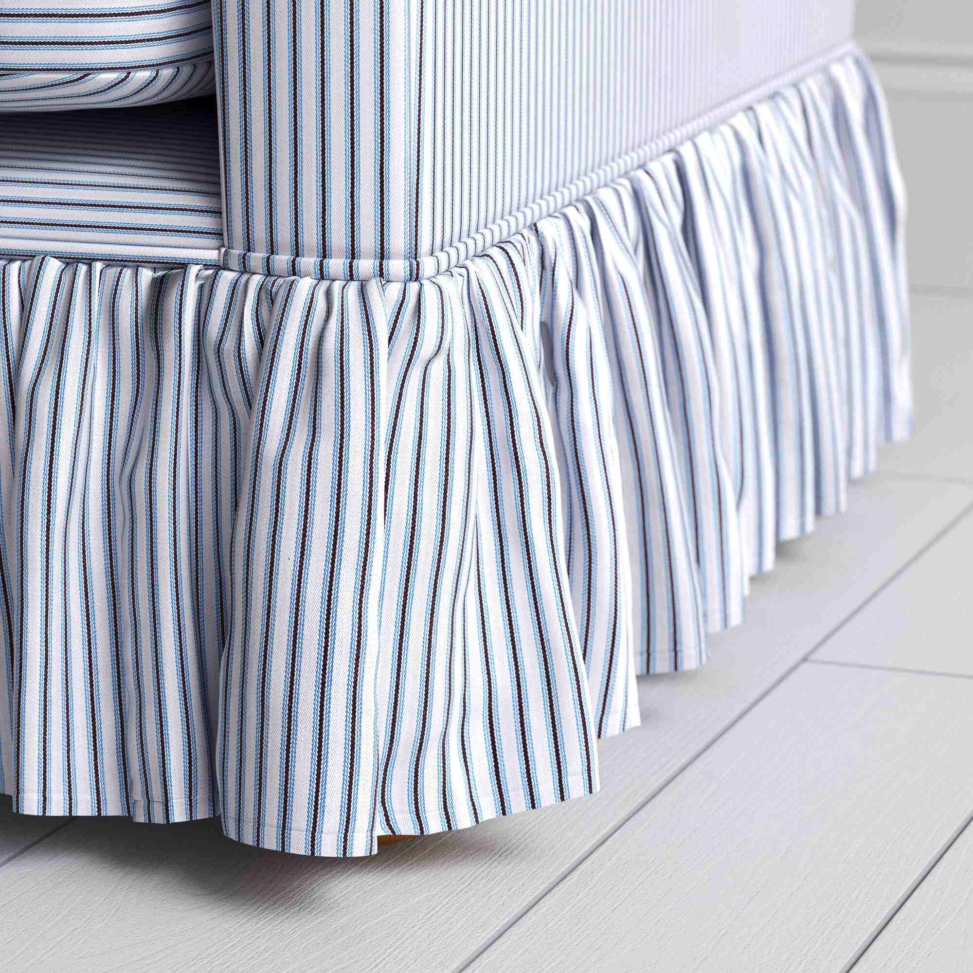 Curtain Call Armchair in Ticking Cotton, Aqua Brown - Image 5