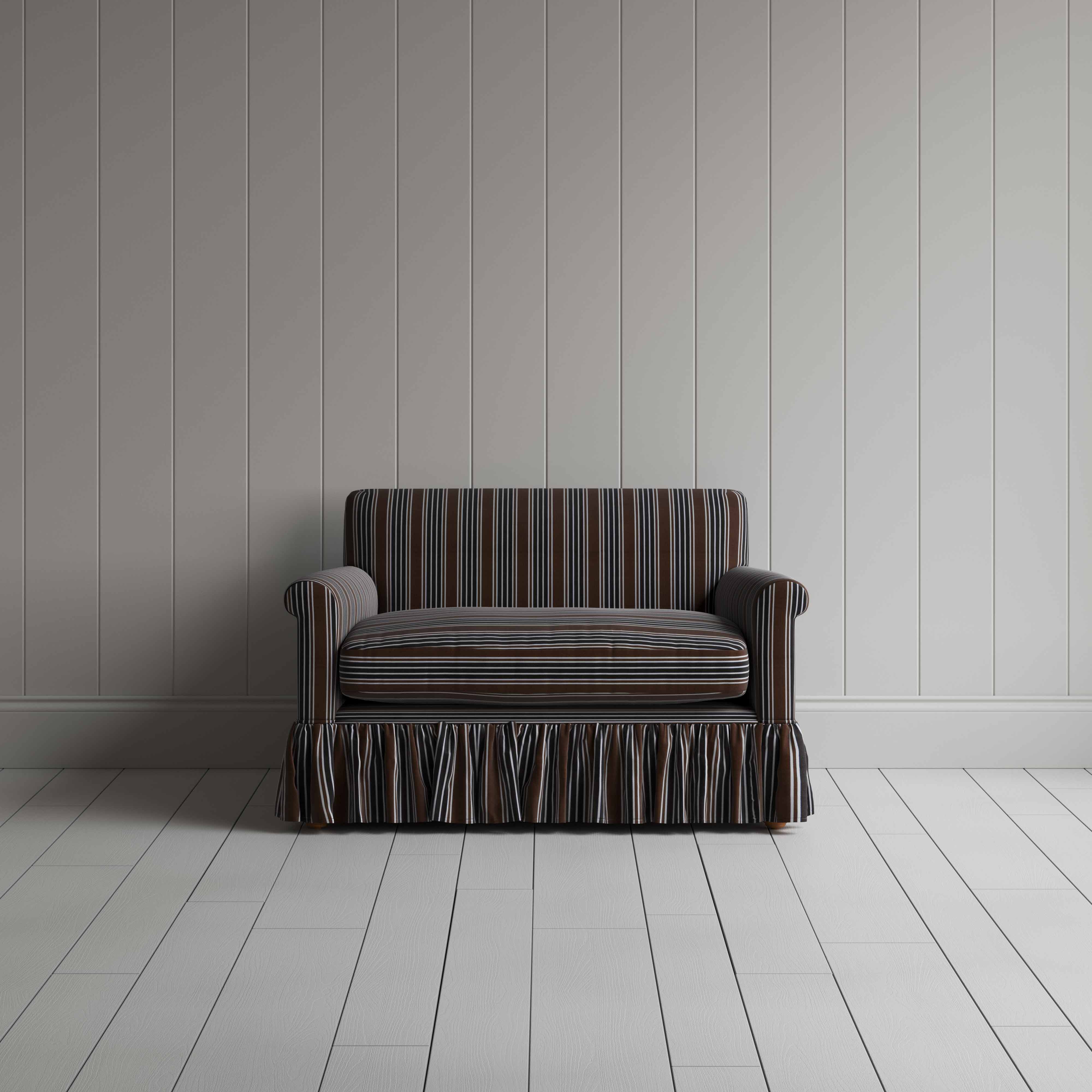 Curtain Call Love Seat in Regatta Cotton, Charcoal - Image 2