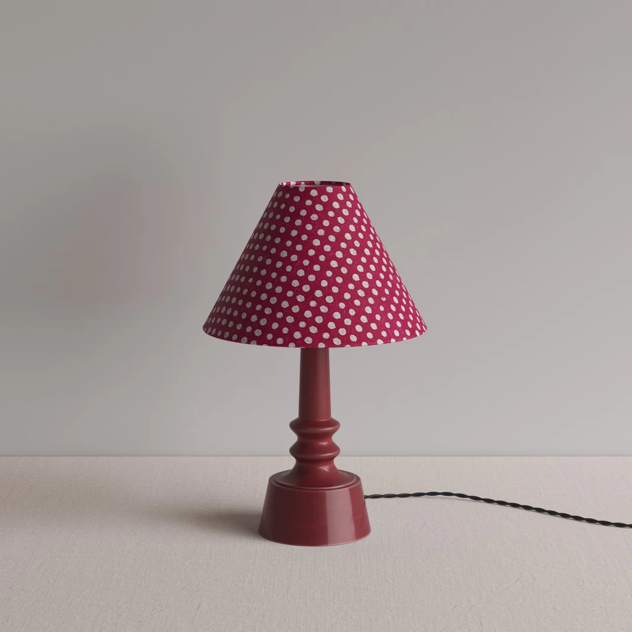 Ditsy Ceramic Table Lamp Base in Damson Pink - Image 10