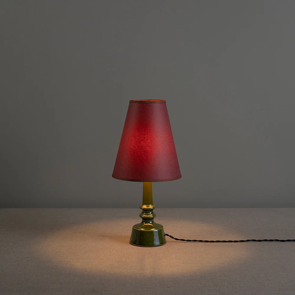 Ditsy Ceramic Table Lamp Base in Olive Green - Image 5