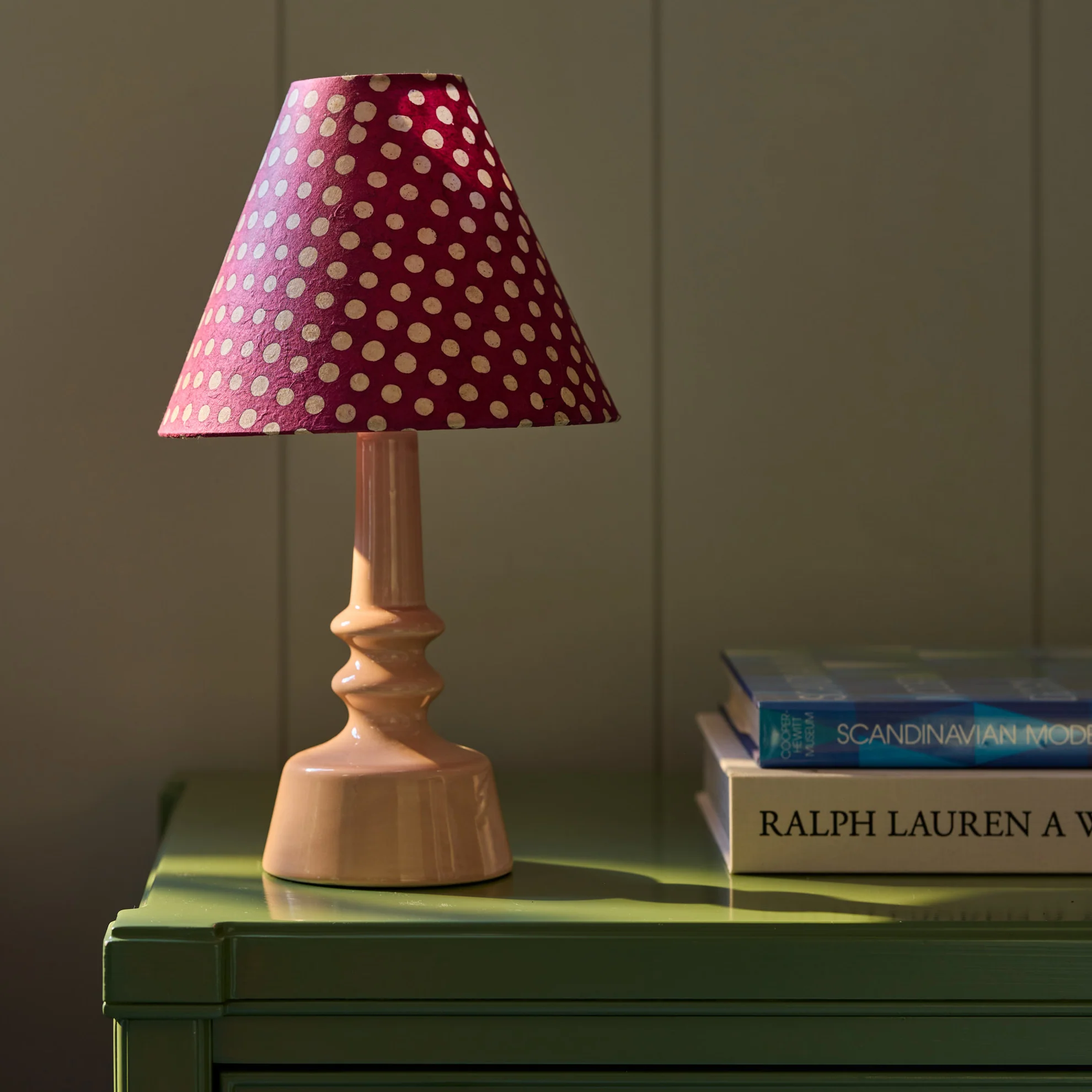 Ditsy Ceramic Table Lamp Base in Damson Pink - Image 5