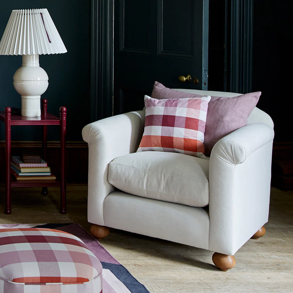 Dolittle Armchair in Ticking Cotton, Aqua Brown - Image 3