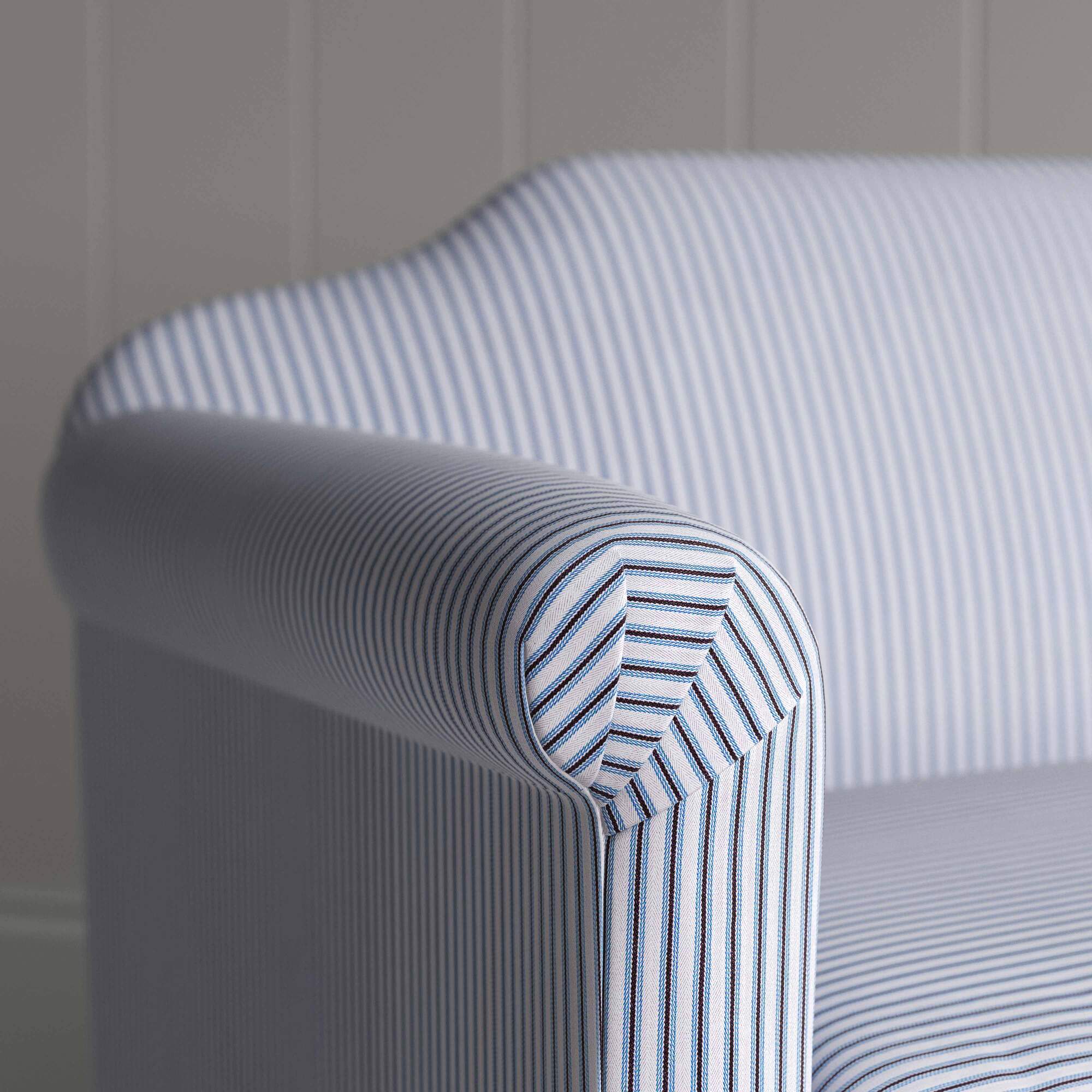 Dolittle Armchair in Ticking Cotton, Aqua Brown - Image 4