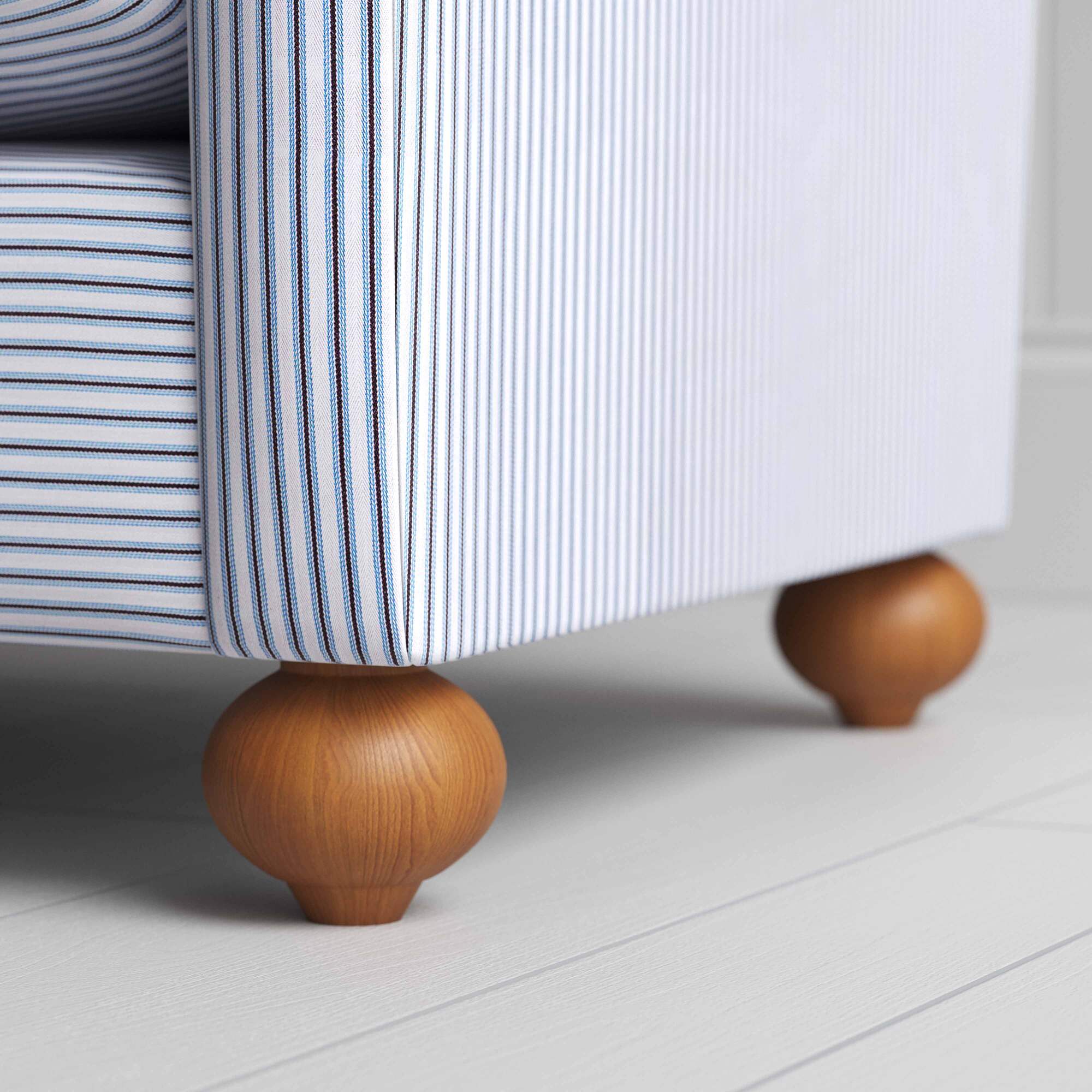 Dolittle Armchair in Ticking Cotton, Aqua Brown - Image 5