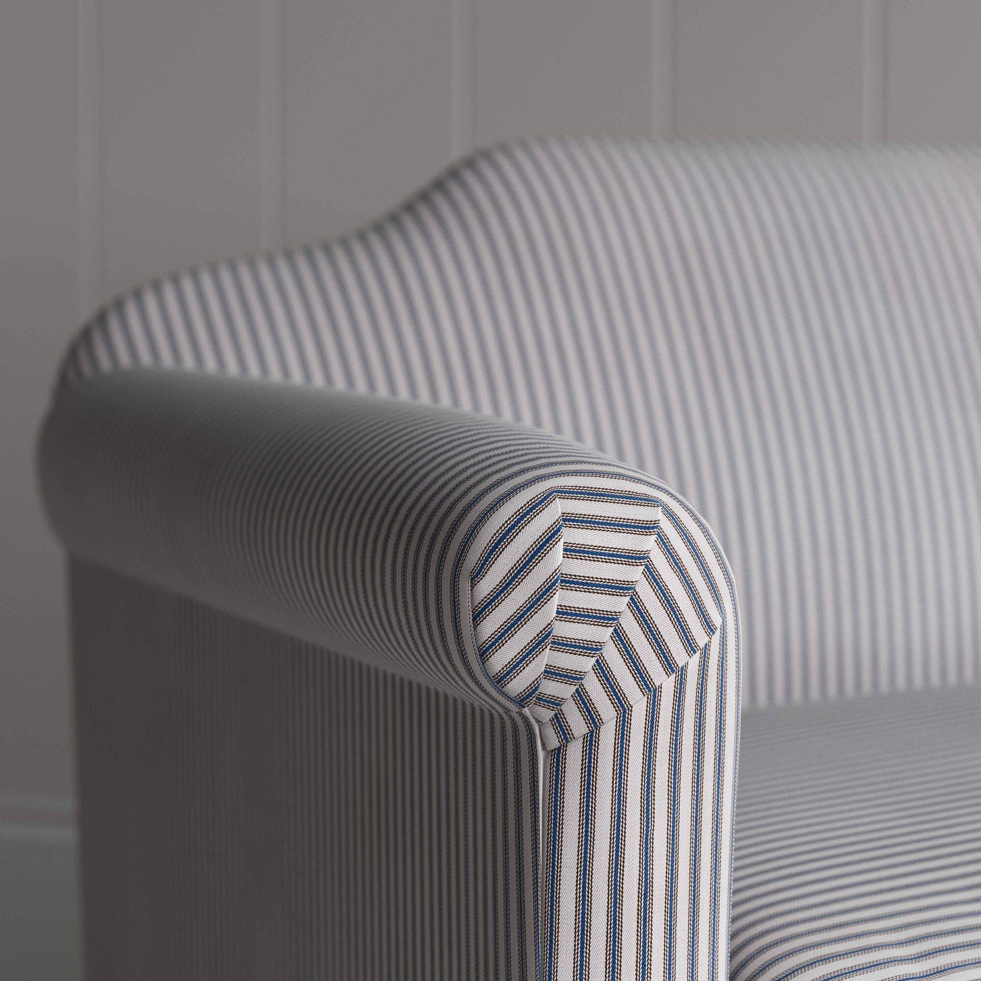 Dolittle Armchair in Ticking Cotton, Blue Brown - Image 4