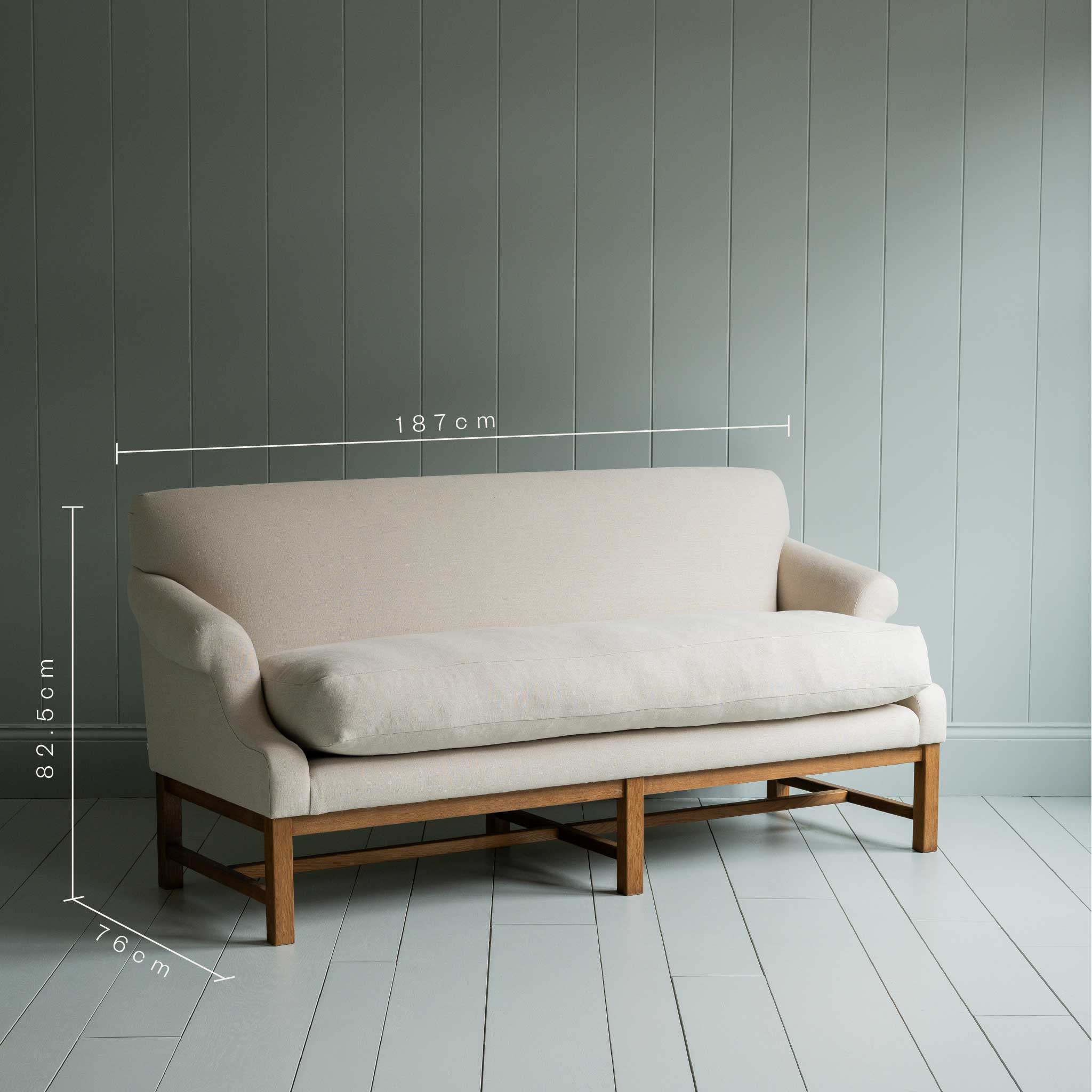 Front Row 3 Seater Upholstered Bench in Laidback Linen Dove - Image 8