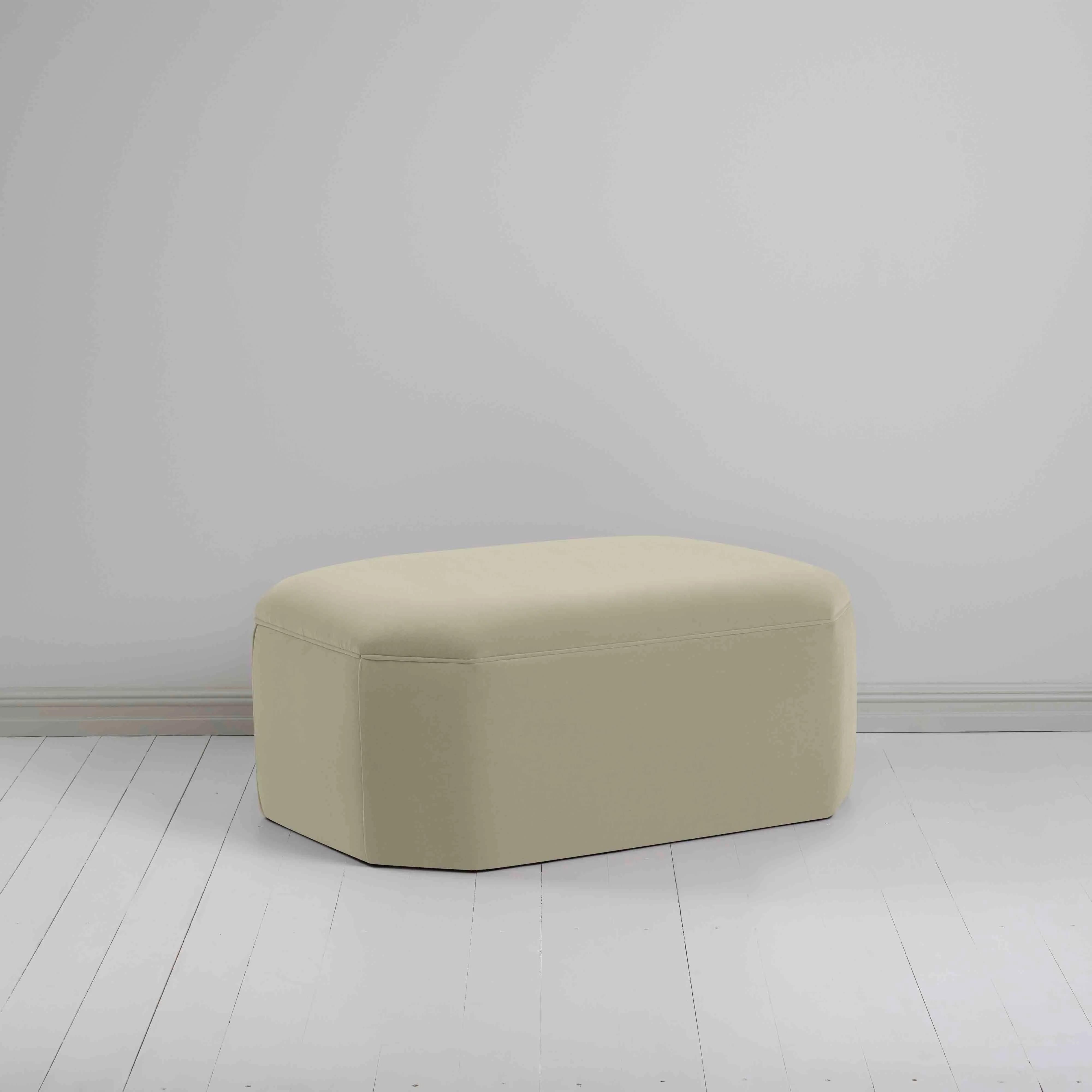 Hither Hexagonal Ottoman in Intelligent Velvet Moonstone