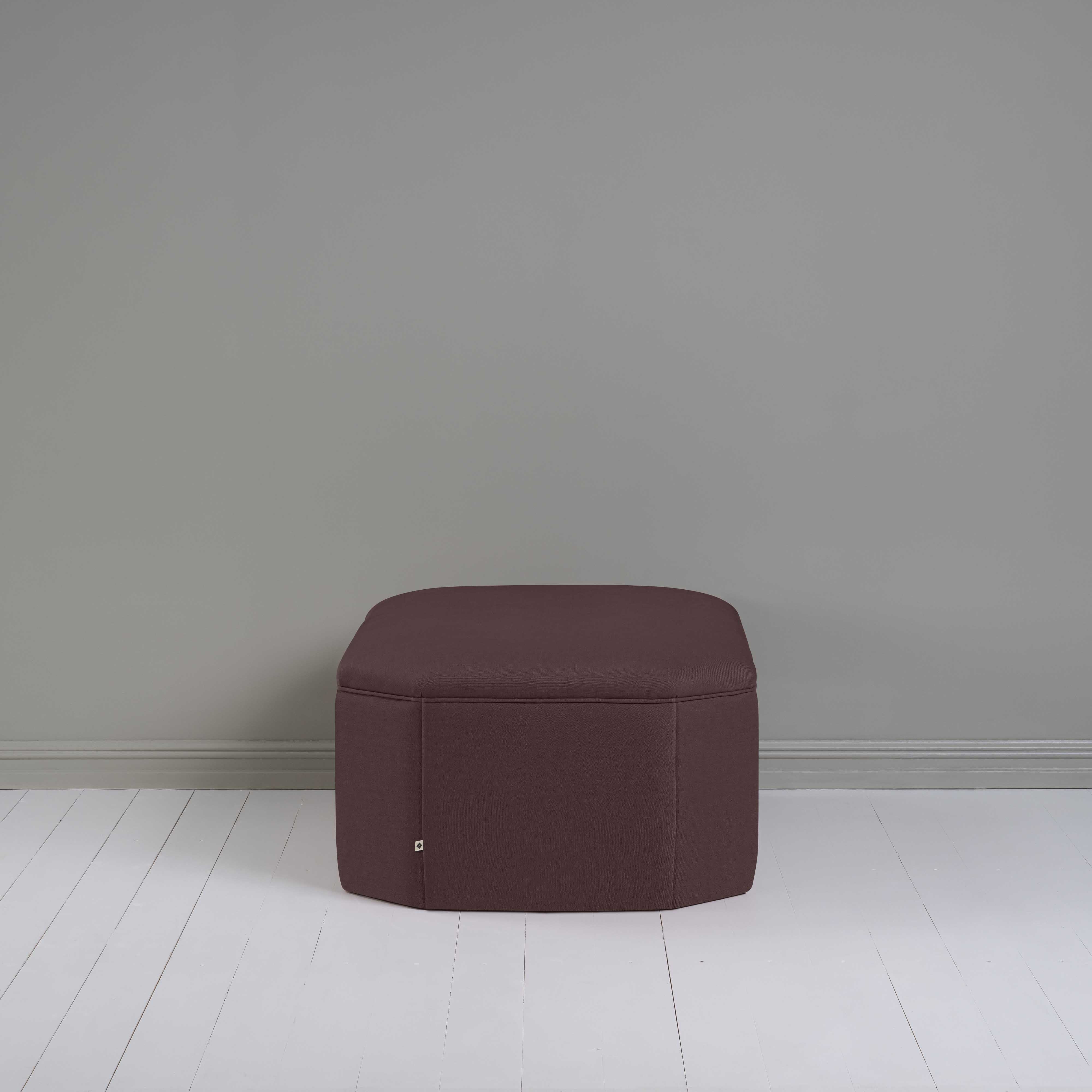Hither Hexagonal Storage Ottoman in Laidback Linen Damson - Image 4