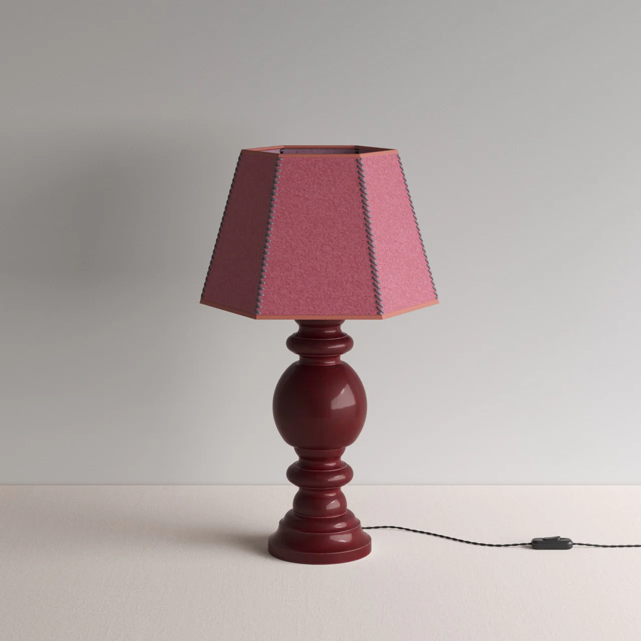 Hourglass Ceramic Table Lamp Base in Cherry - Image 16
