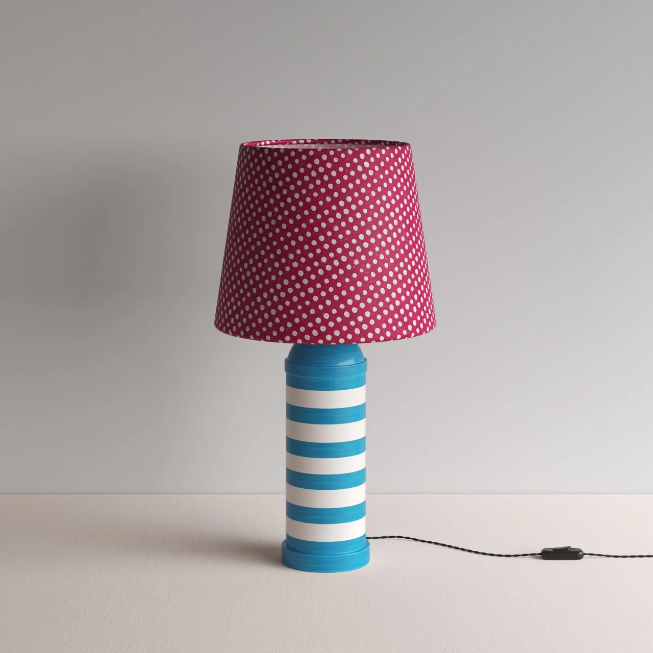 Humbug Striped Ceramic Table Lamp Base in Blue & Warm White - Image 11