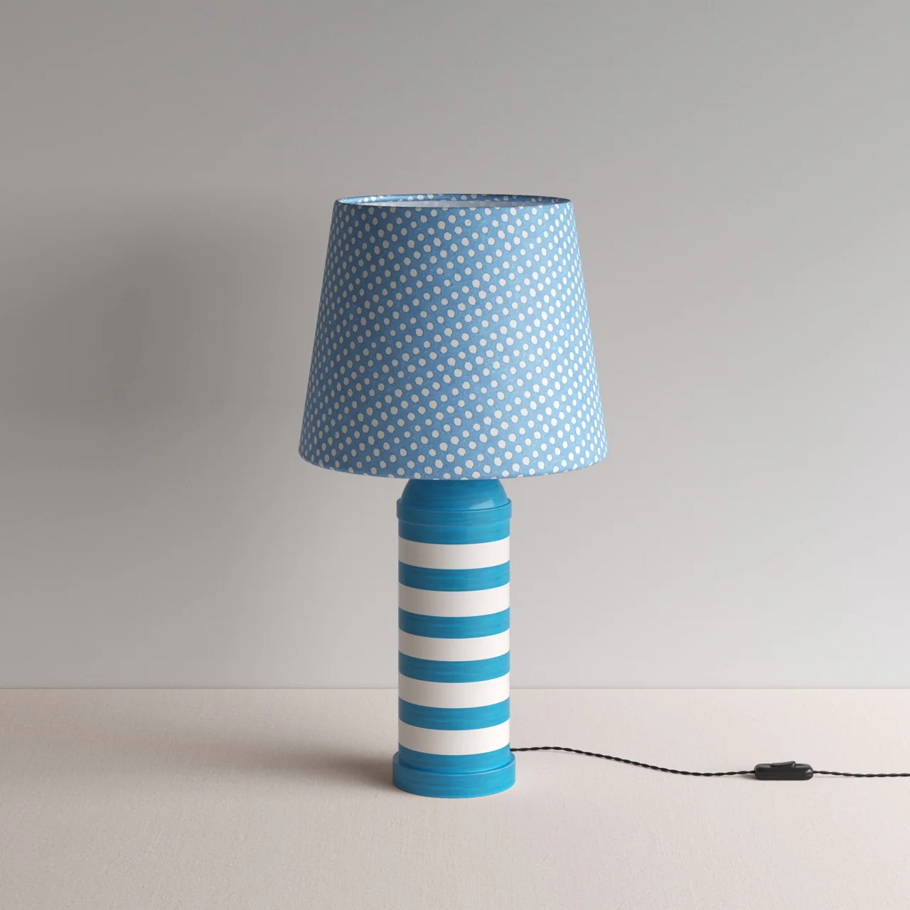 Humbug Striped Ceramic Table Lamp Base in Blue & Warm White - Image 12