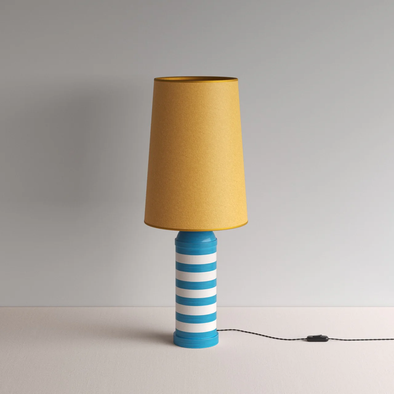 Humbug Striped Ceramic Table Lamp Base in Blue & Warm White - Image 16