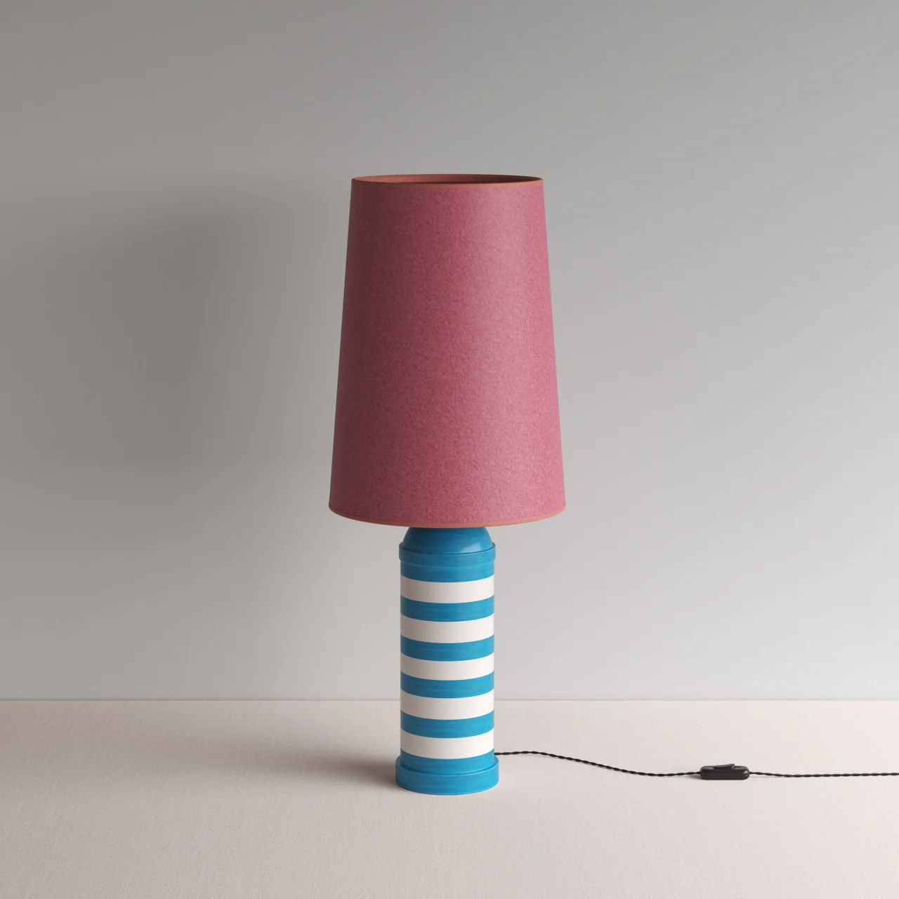 Humbug Striped Ceramic Table Lamp Base in Blue & Warm White - Image 17