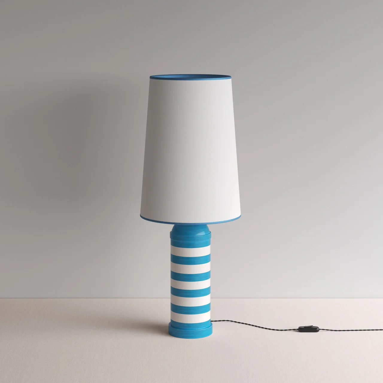 Humbug Striped Ceramic Table Lamp Base in Blue & Warm White - Image 18