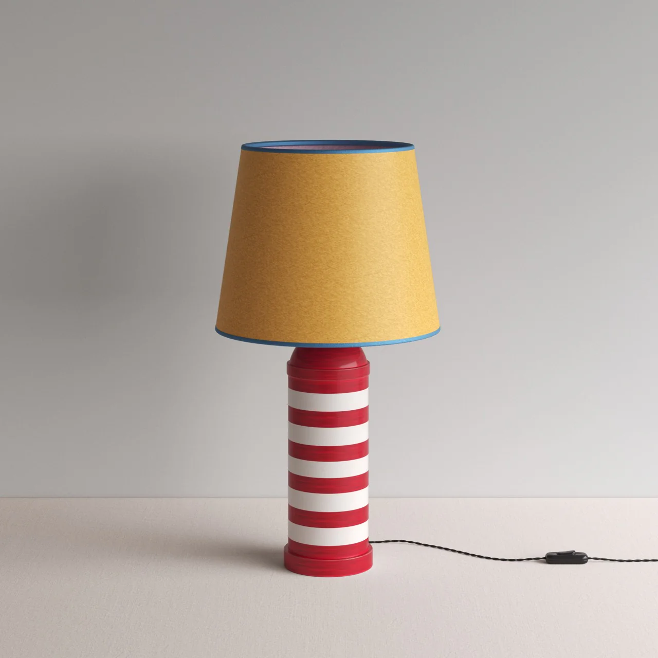 Humbug Striped Ceramic Table Lamp Base in Cherry Red & Warm White - Image 10