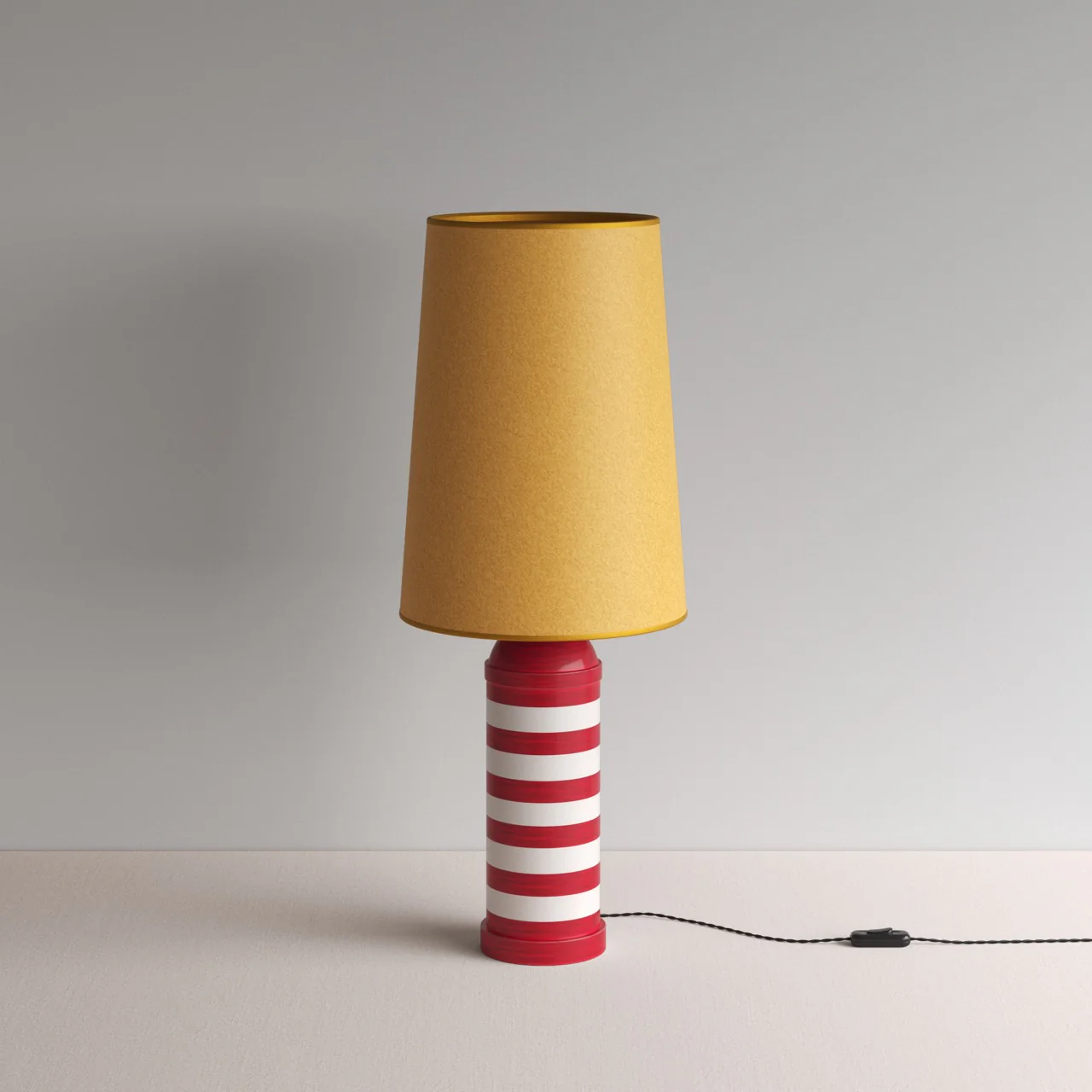Humbug Striped Ceramic Table Lamp Base in Cherry Red & Warm White - Image 17