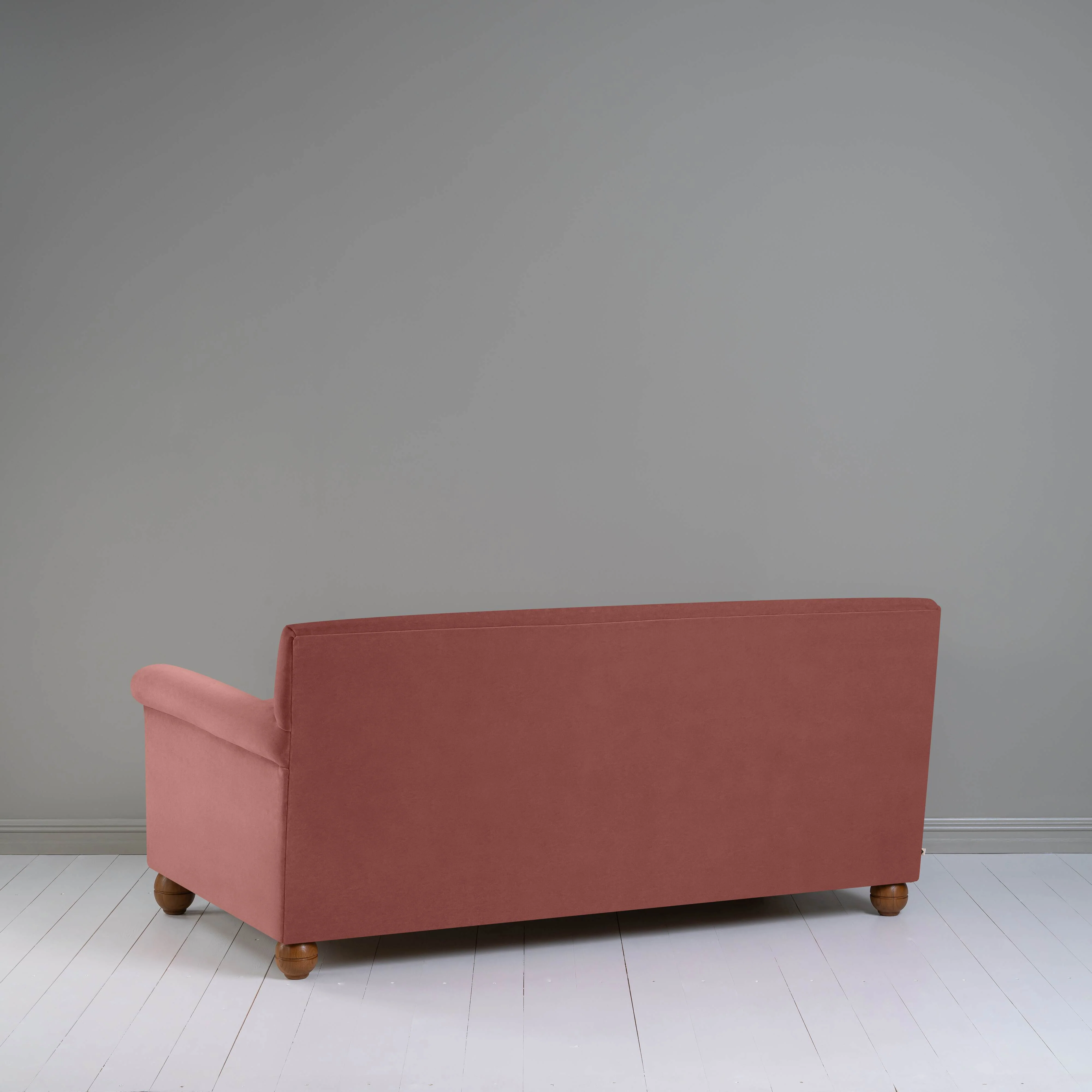Idler 3 Seater Sofa in Intelligent Velvet Damson Frame and Ticking Cotton Berry Seat - Image 8