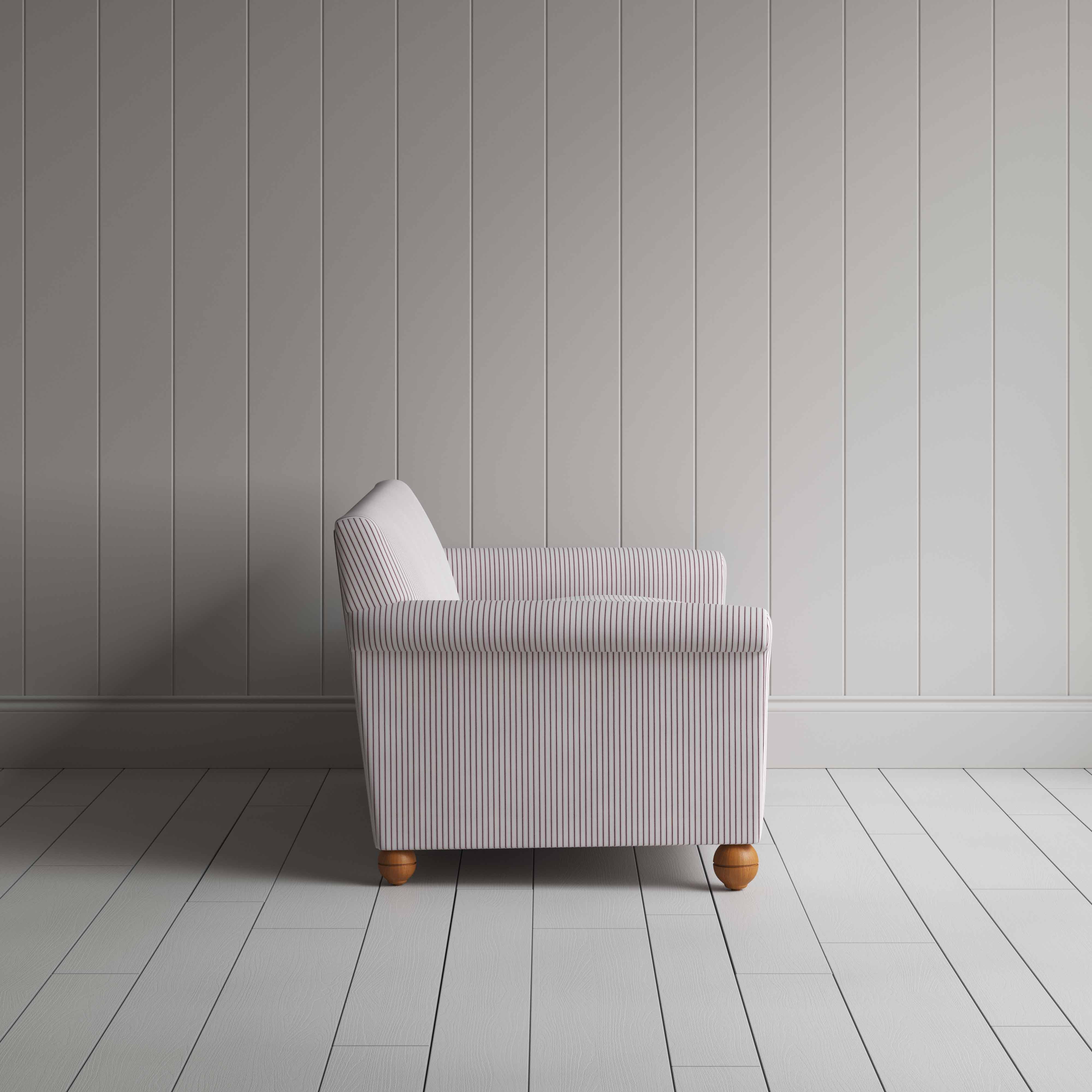 Idler 3 Seater Sofa in Ticking Cotton, Berry - Image 5