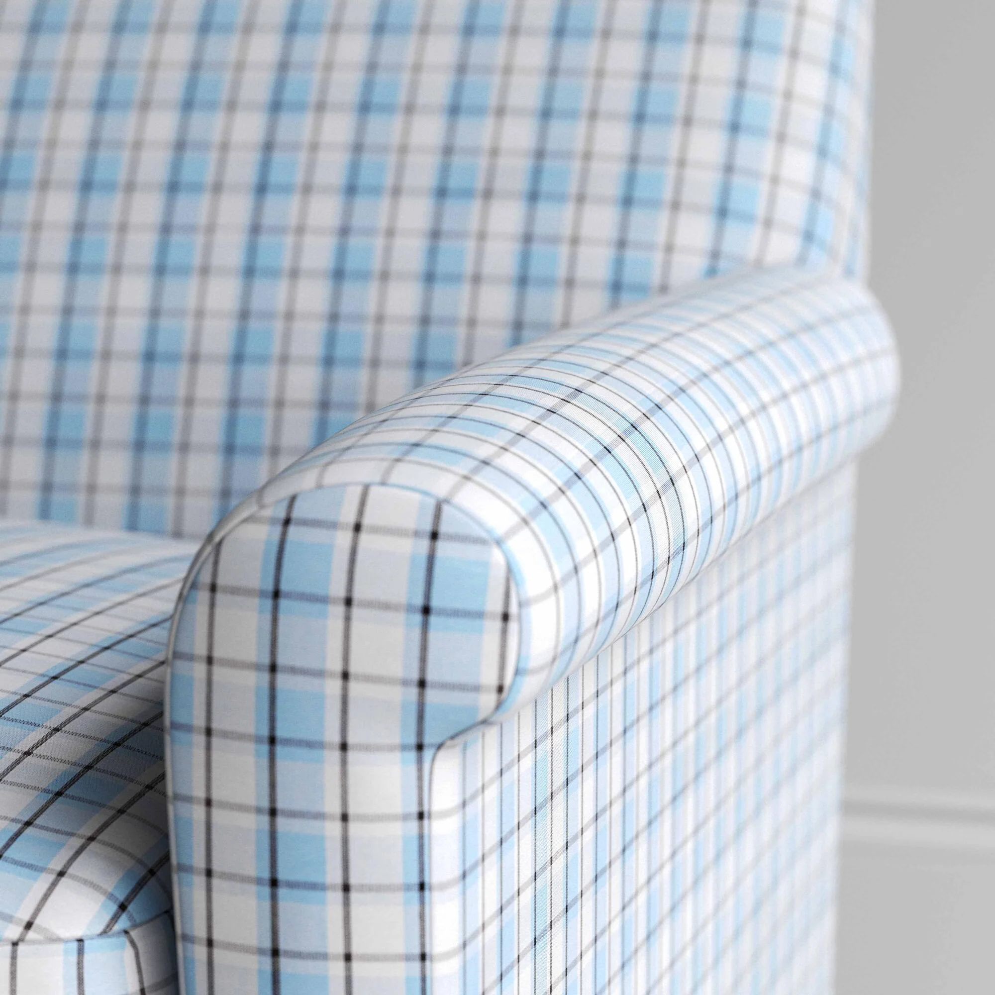 Idler 4 Seater Sofa in Square Deal Cotton, Blue Brown - Image 3