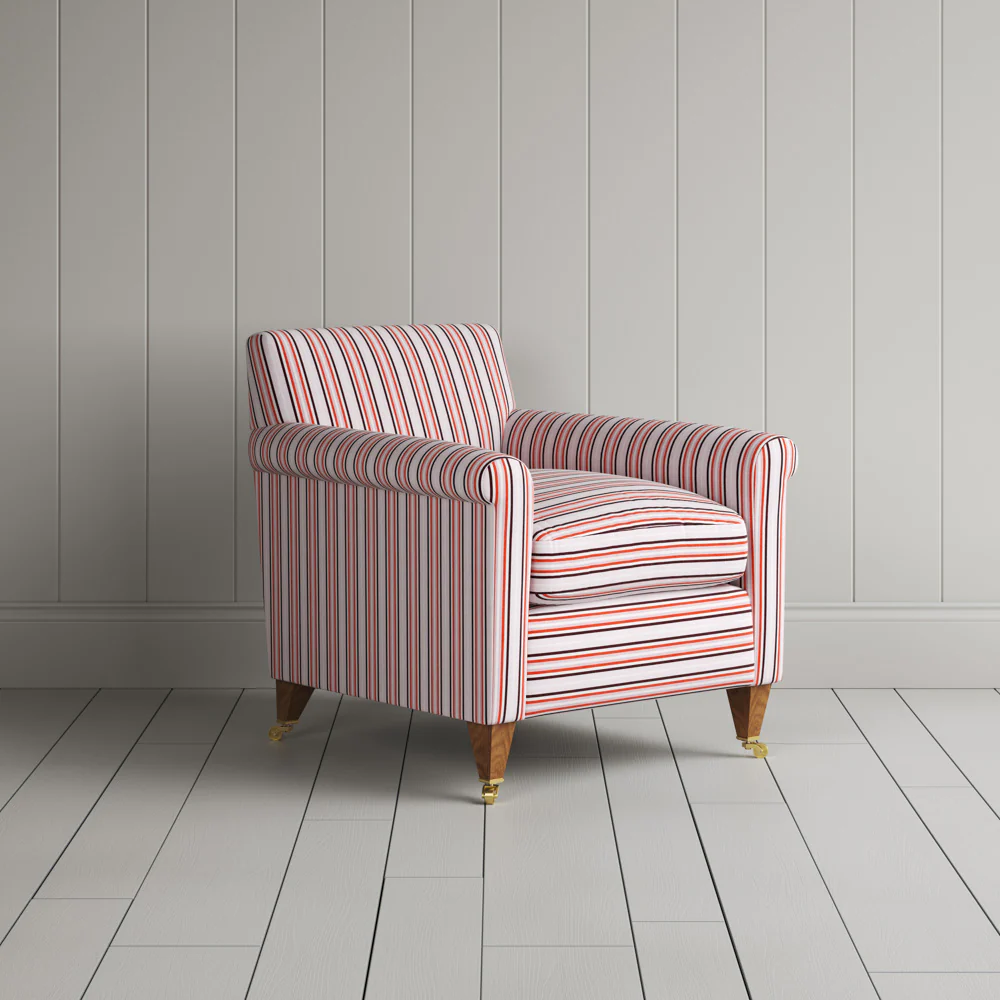 Idler Armchair in Slow Lane Cotton Linen, Berry