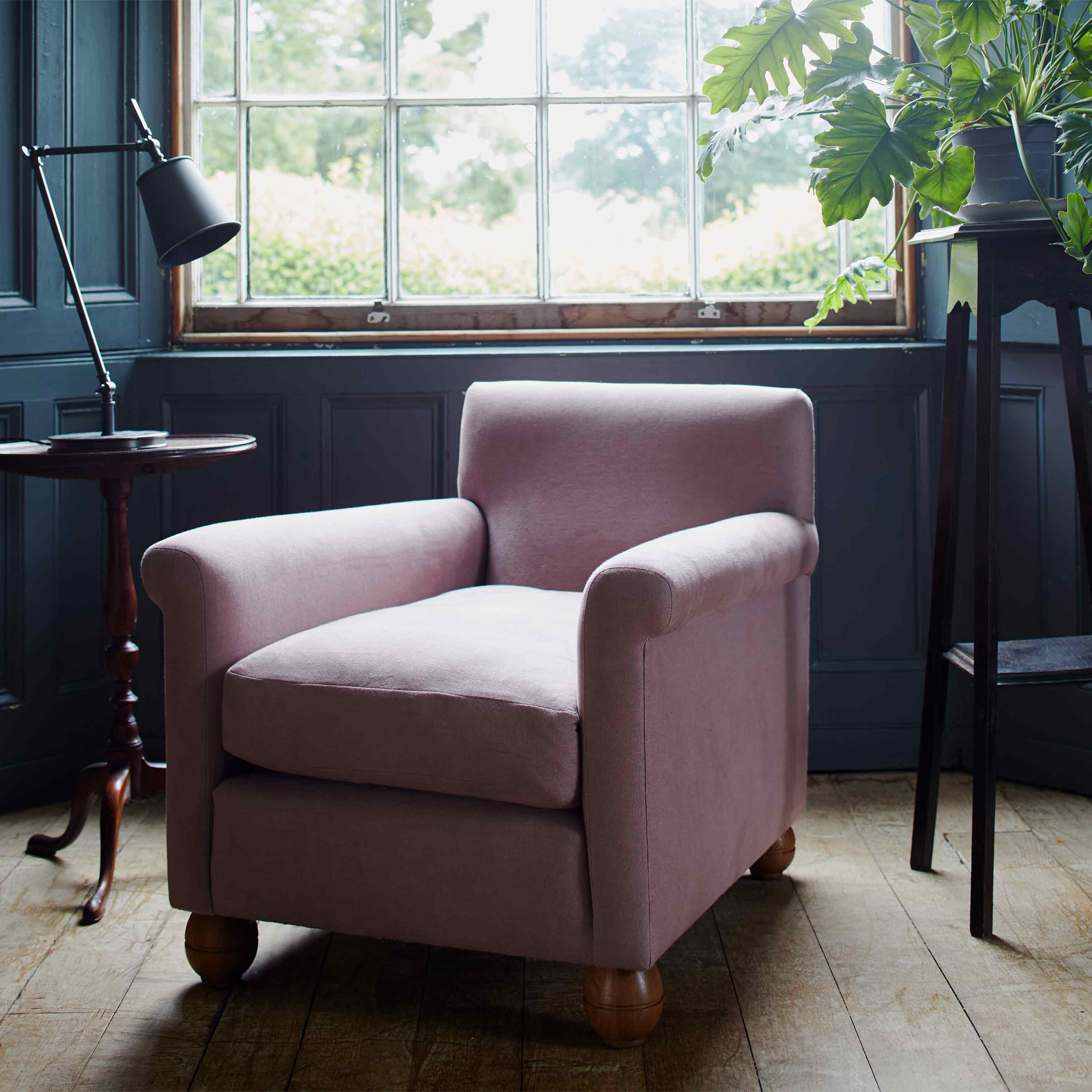 Idler Armchair in Square Deal Cotton, Blue Brown - Image 3