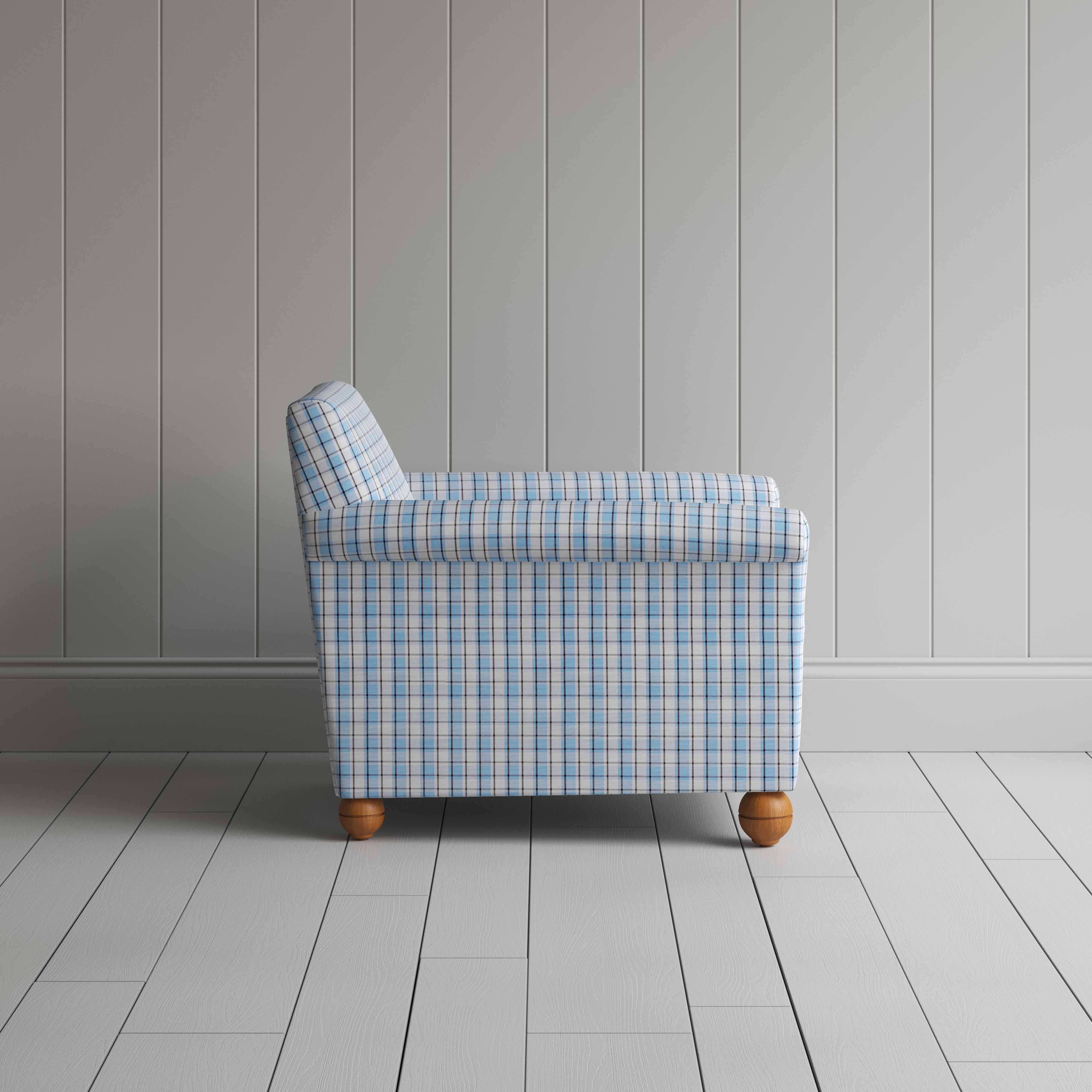 Idler Armchair in Square Deal Cotton, Blue Brown - Image 6