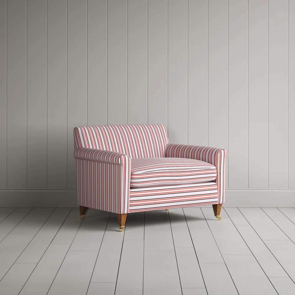 Idler Love Seat in Slow Lane Cotton Linen, Berry