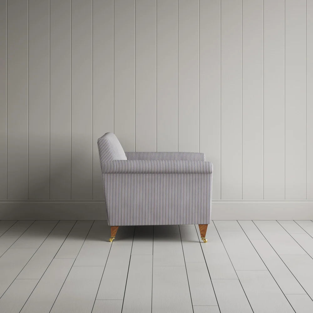 Idler Love Seat in Ticking Cotton, Blue Brown - Image 7