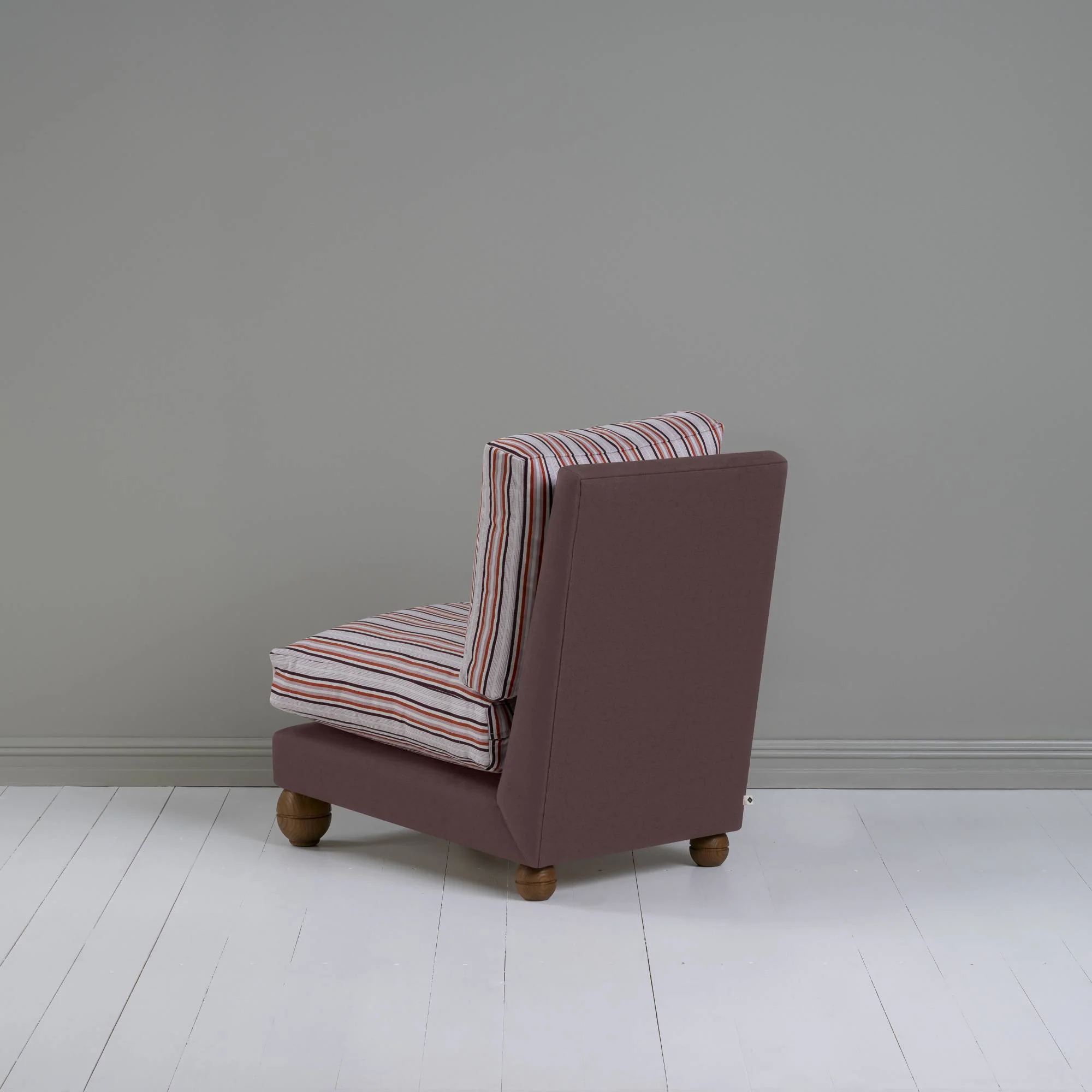 Perch Slipper Armchair in Laidback Linen Damson Frame, with Slow Lane Berry Seat - Image 7