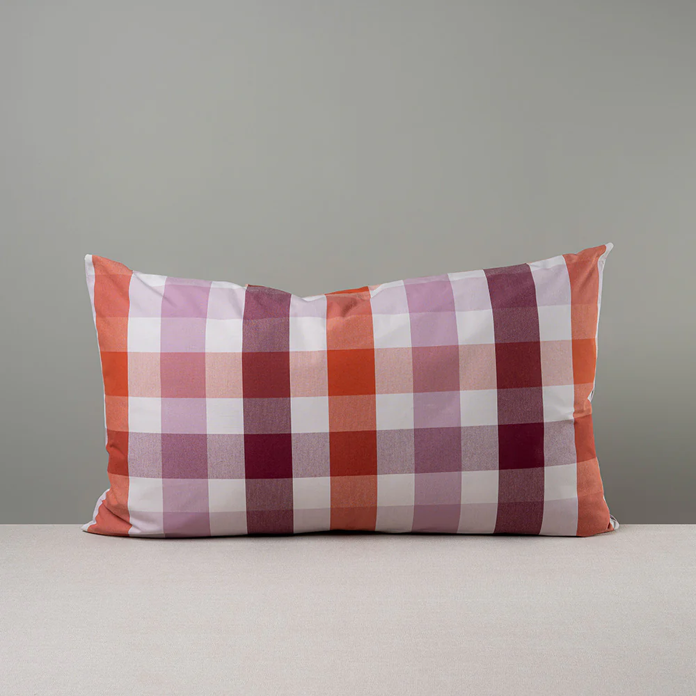 Rectangle Lollop Cushion in Checkmate Cotton, Berry - Image 4