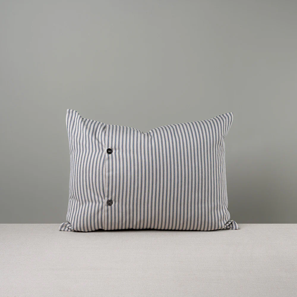 Rectangle Lollop Cushion in Ticking Cotton, Blue Brown - Image 8