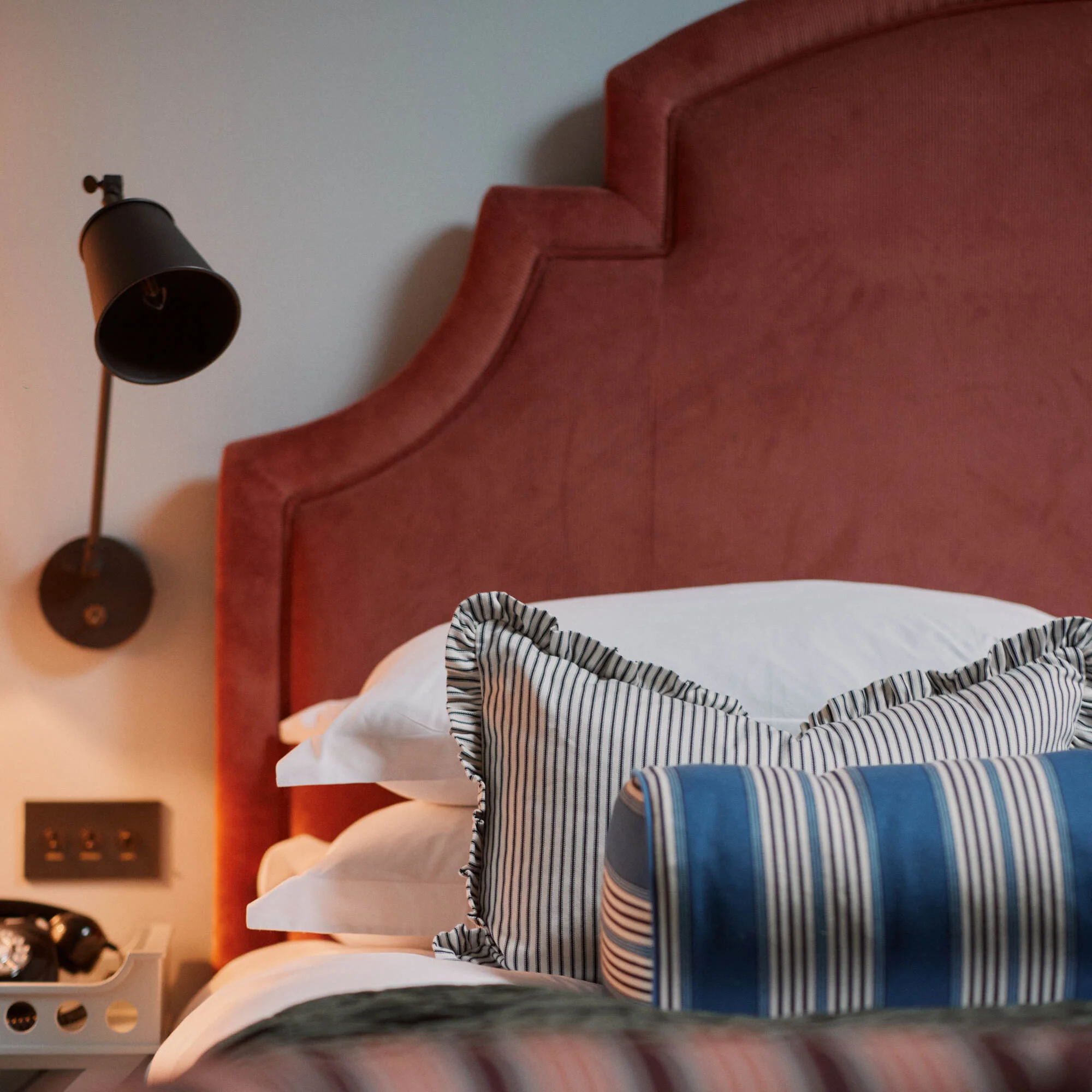 Seventh Heaven Upholstered Bed in Intelligent Velvet Juniper with Kick Pleat Valance - Image 3
