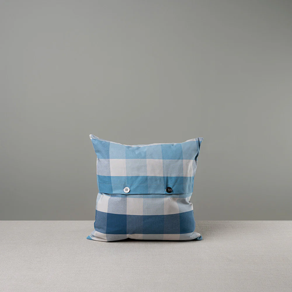 Square Kip Cushion in Checkmate Cotton, Blue - Image 10