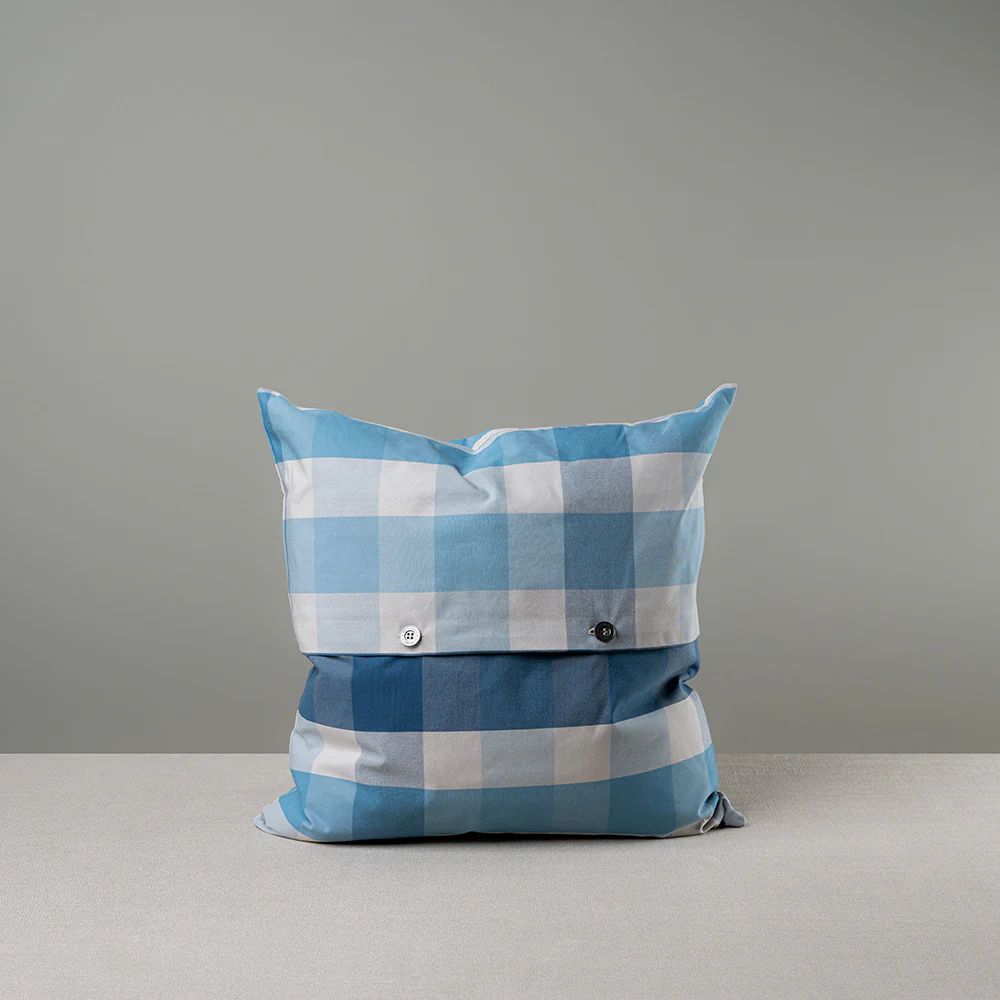 Square Kip Cushion in Checkmate Cotton, Blue - Image 8