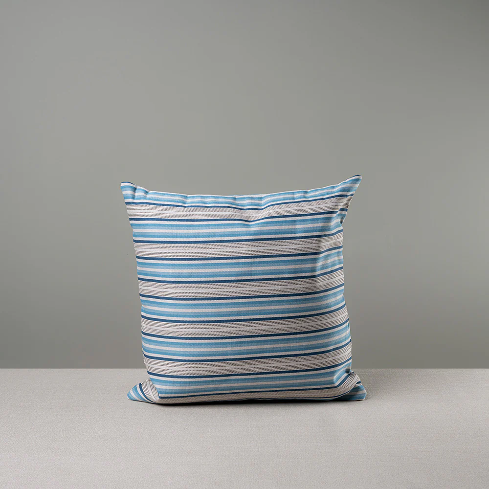 Square Kip Cushion in Slow Lane Cotton Linen, Blue - Image 6