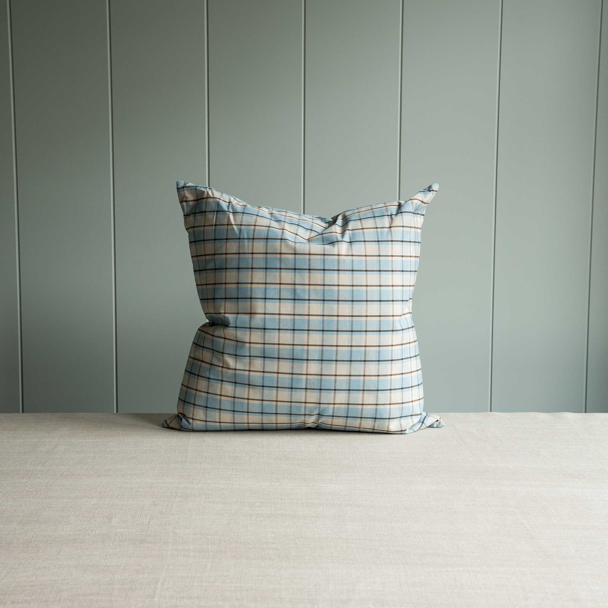 Square Kip Cushion in Square Deal Cotton, Blue Brown - Image 6
