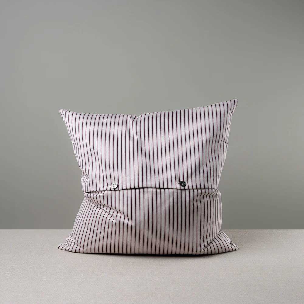 Square Kip Cushion in Ticking Cotton, Berry - Image 5