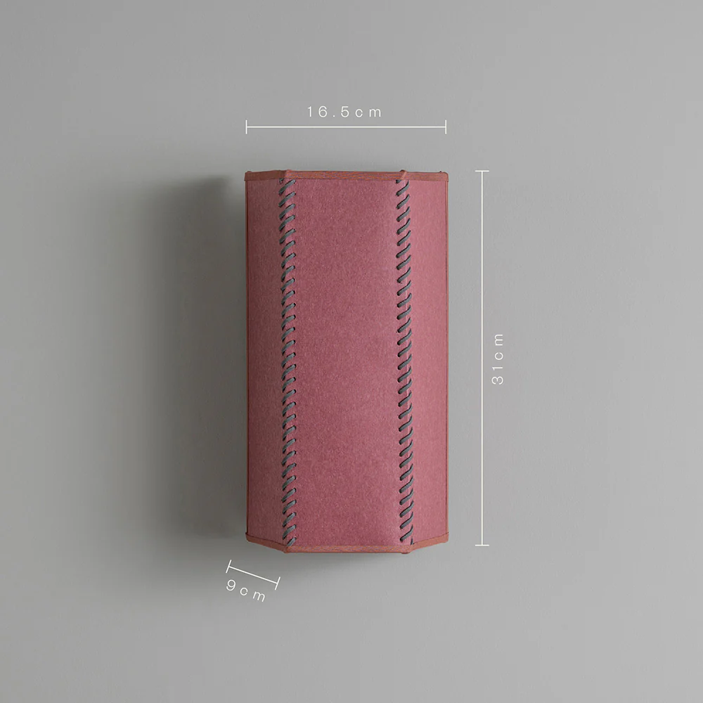 Stitch In Time Wall Light in Burgundy with Muted Pink Trim - Image 7