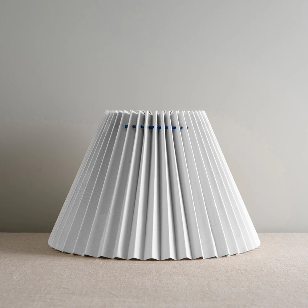 Sunburst Concertina Natural Pleat Lamp Shade with Peacock Blue Cord - Image 7