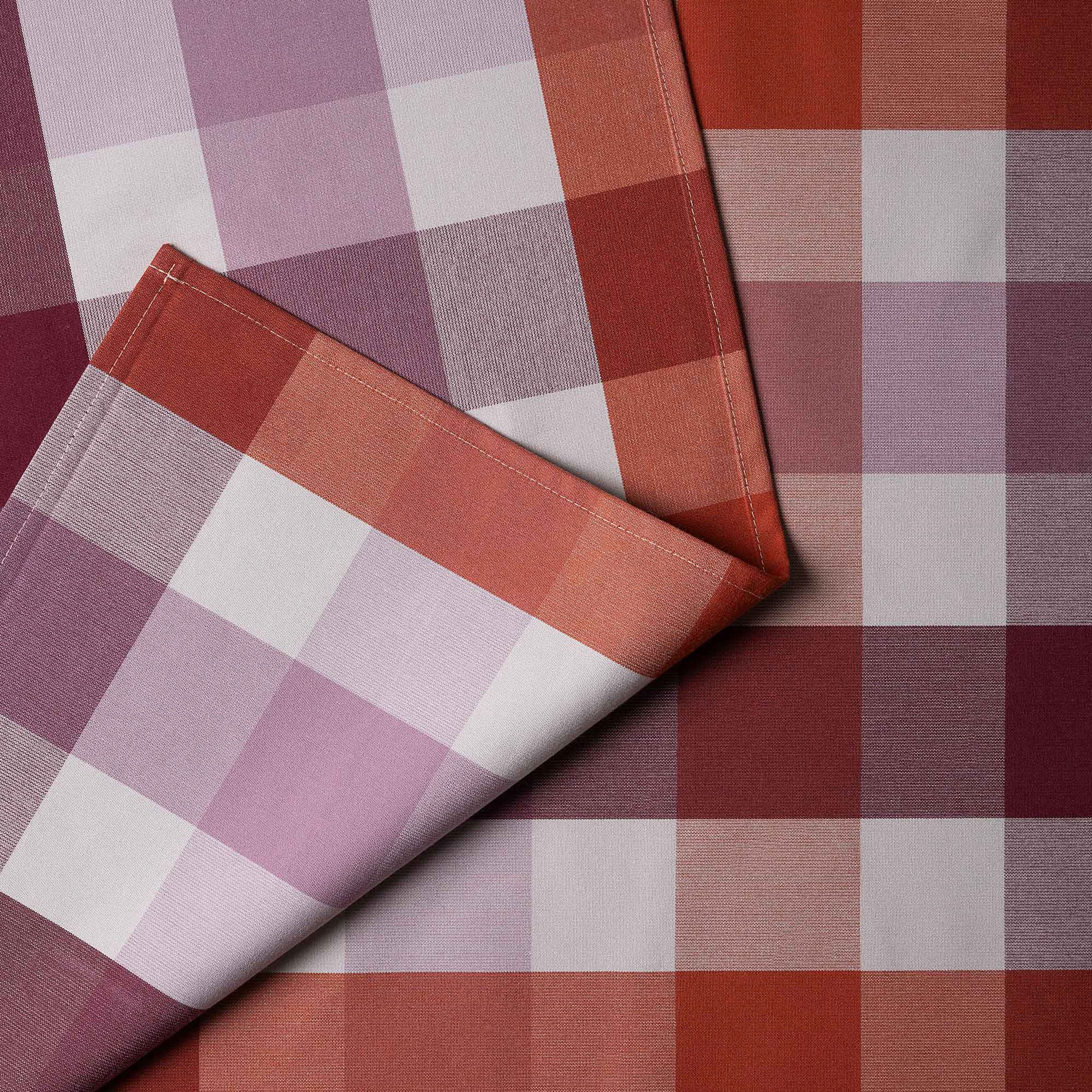 Thither Hexagonal Ottoman in Checkmate Cotton, Berry - Image 6