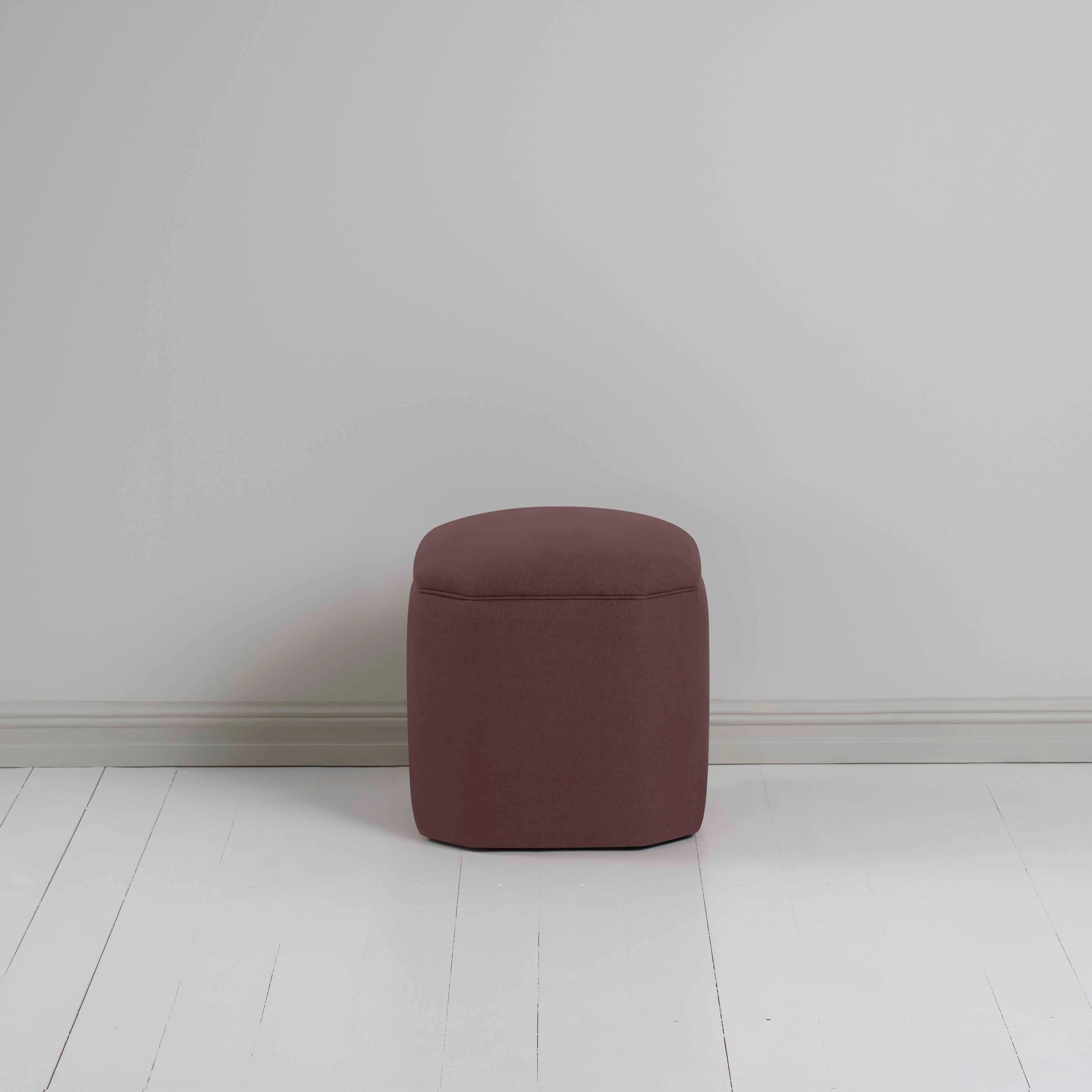 Thither Hexagonal Ottoman in Laidback Linen Damson - Image 3