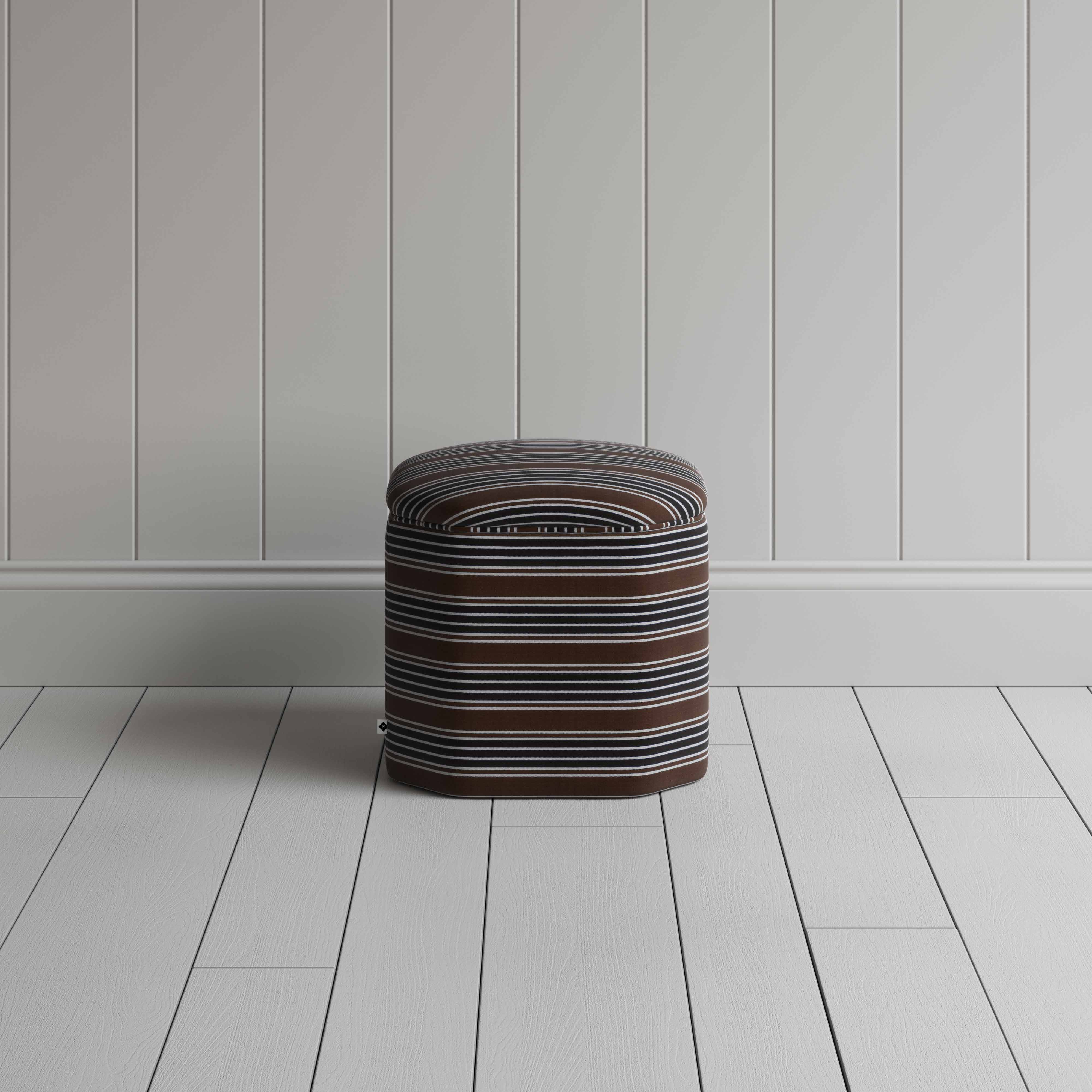 Thither Hexagonal Ottoman in Regatta Cotton, Charcoal - Image 3